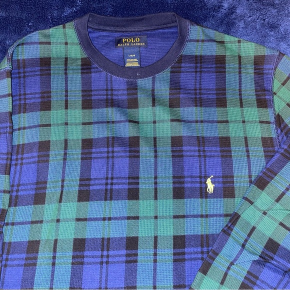 Men’s Polo by Ralph Lauren Plaid Long Sleeve Thermal Shirt - Picture 2 of 3